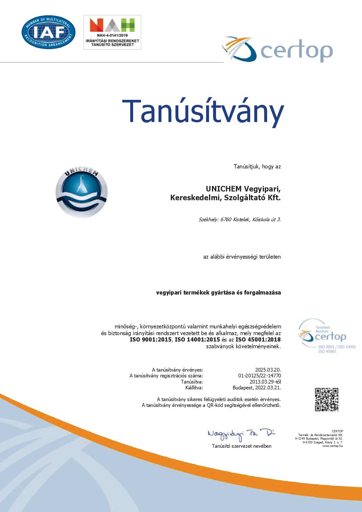 ISO 9001, ISO 14001, ISO 45001